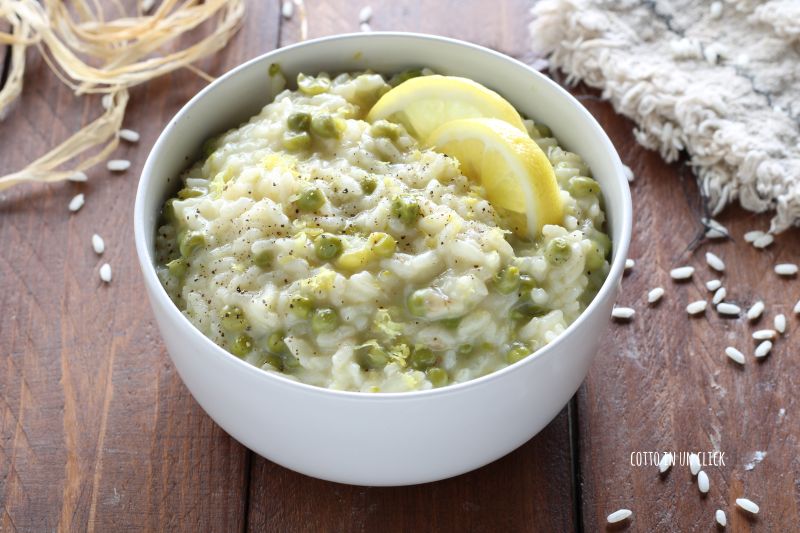 Risotto piselli e limone in pentola a pressione - Cotto in un click