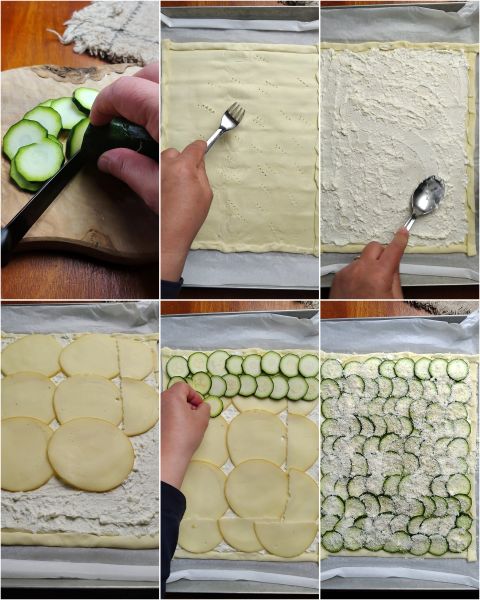 preparazionde della sfogliata di zucchine