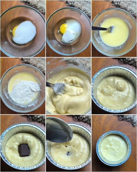 preparazione dei muffin cuore morbido monoporzione in friggitrice ad aria