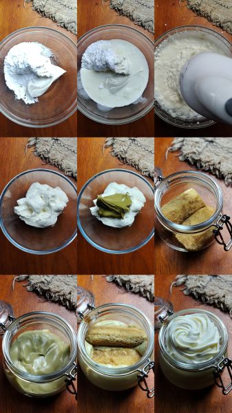 preparazione delle coppette tiramisù al pistacchio
