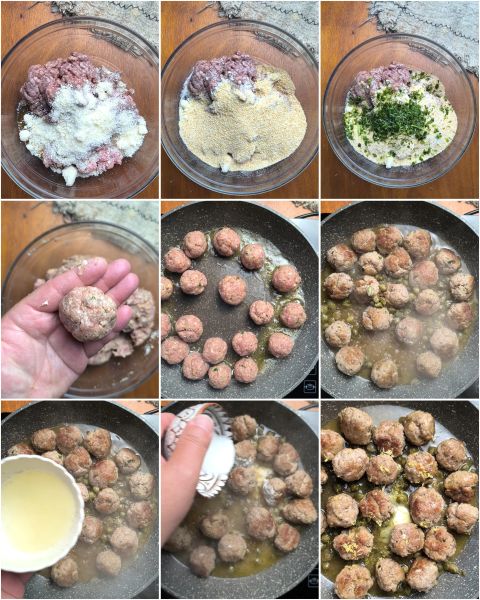 preparazione delle polpette al limone e capperi