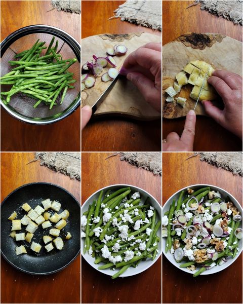 preparazione dell'insalata di fagiolini sfiziosa