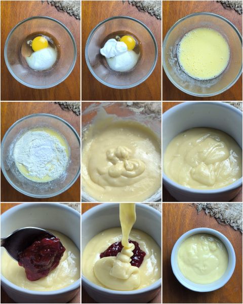 preparazione del tortino al limone con cuore di marmellata