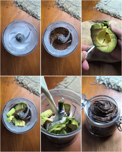 preparazione della mousse avocado e cioccolato