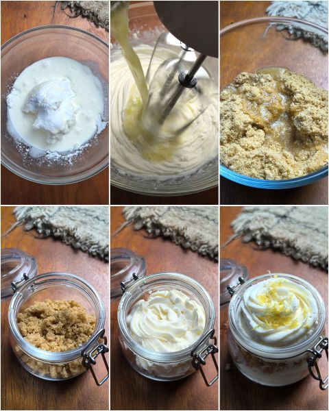 preparazione della sbriciolata al bicchiere al limone