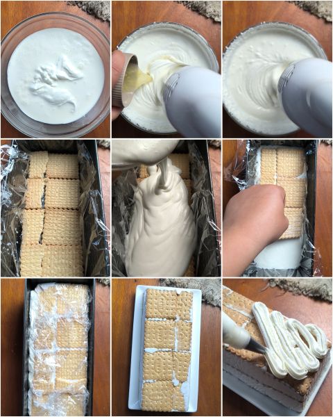 preparazione della mattonella fredda al limone e yogurt