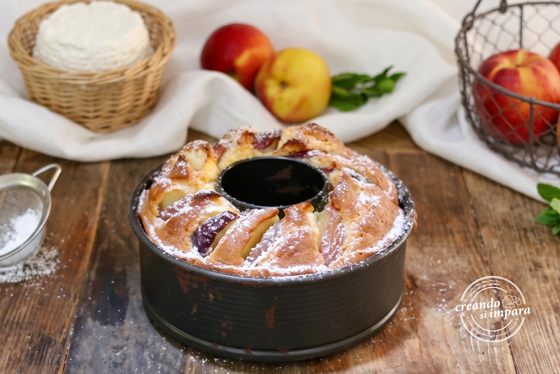 ciambella con ricotta e pesche