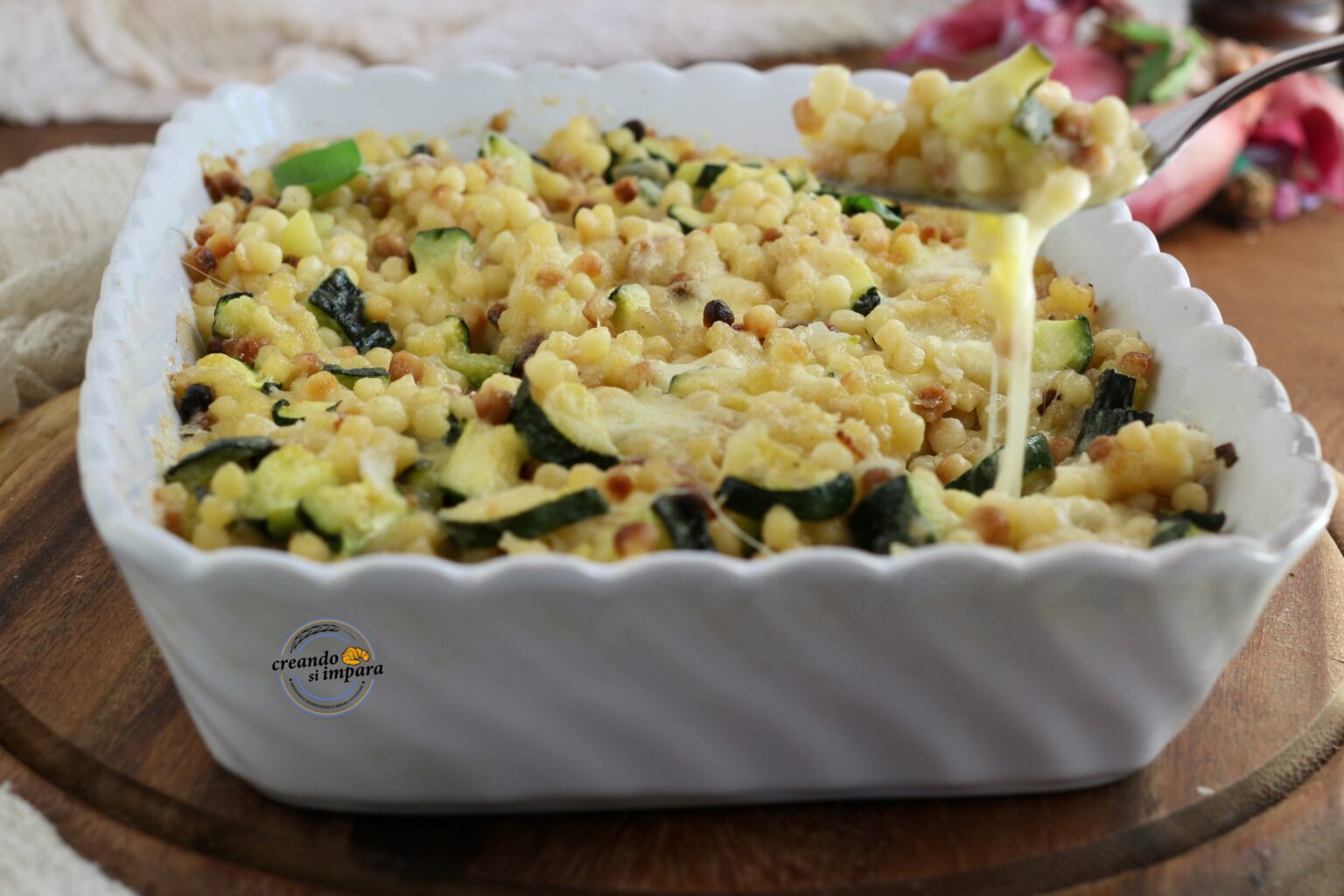 fregola al forno con zucchine e mozzarella - creando si impara