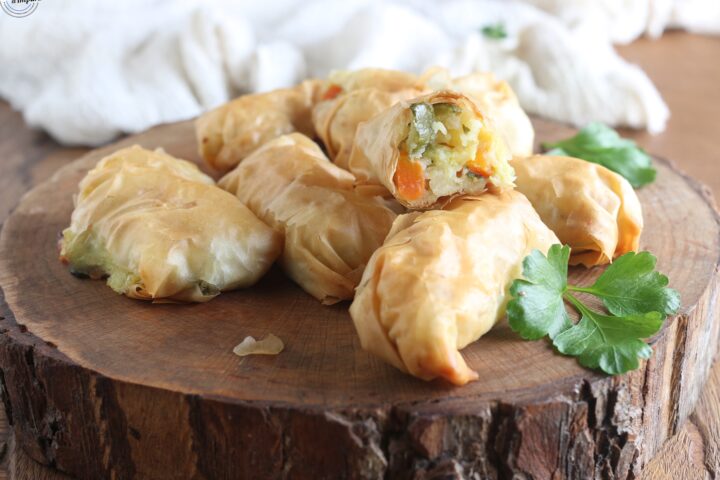 Involtini di pasta fillo con verdure