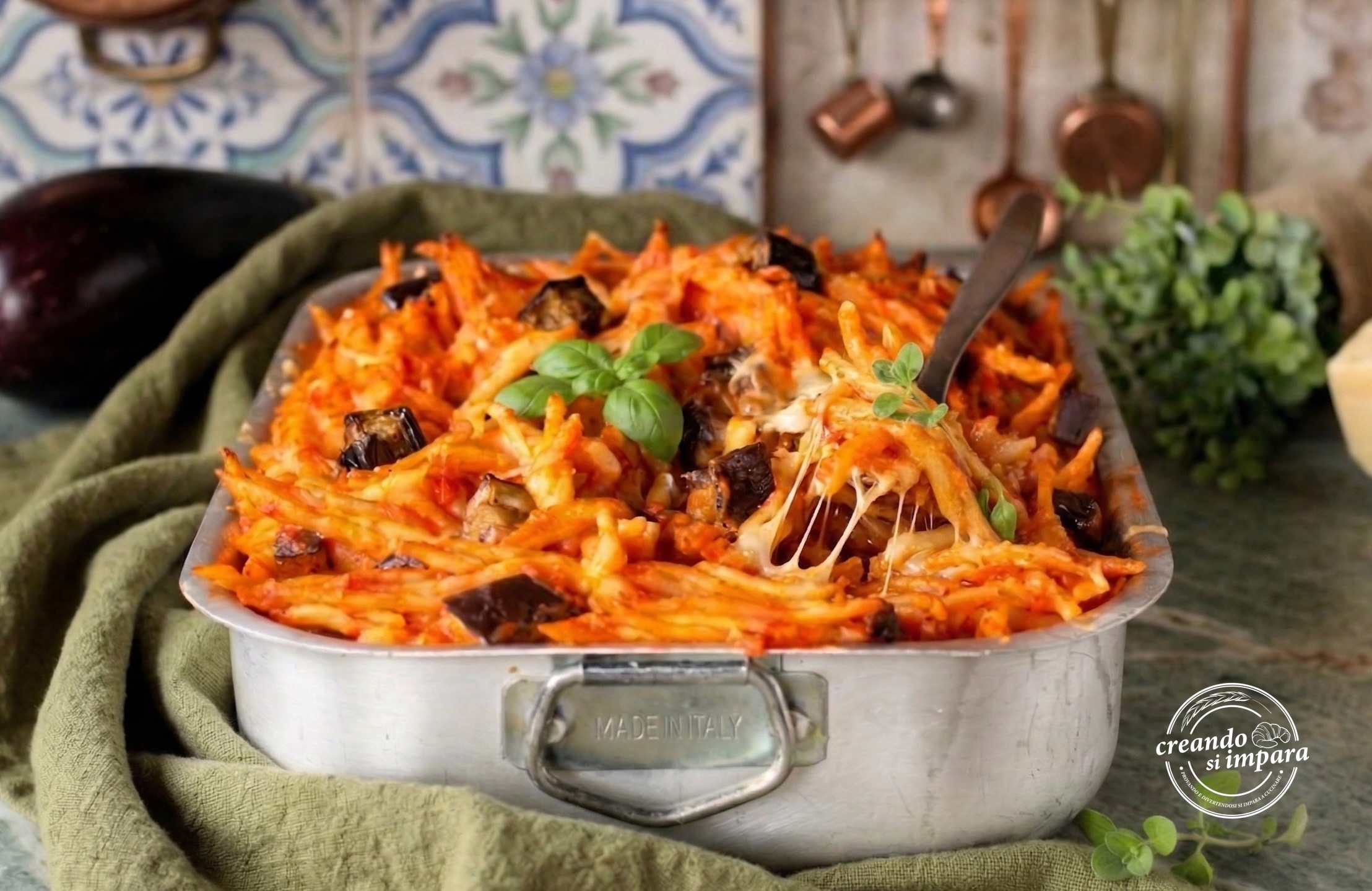 Trofie al forno con melanzane e mozzarella