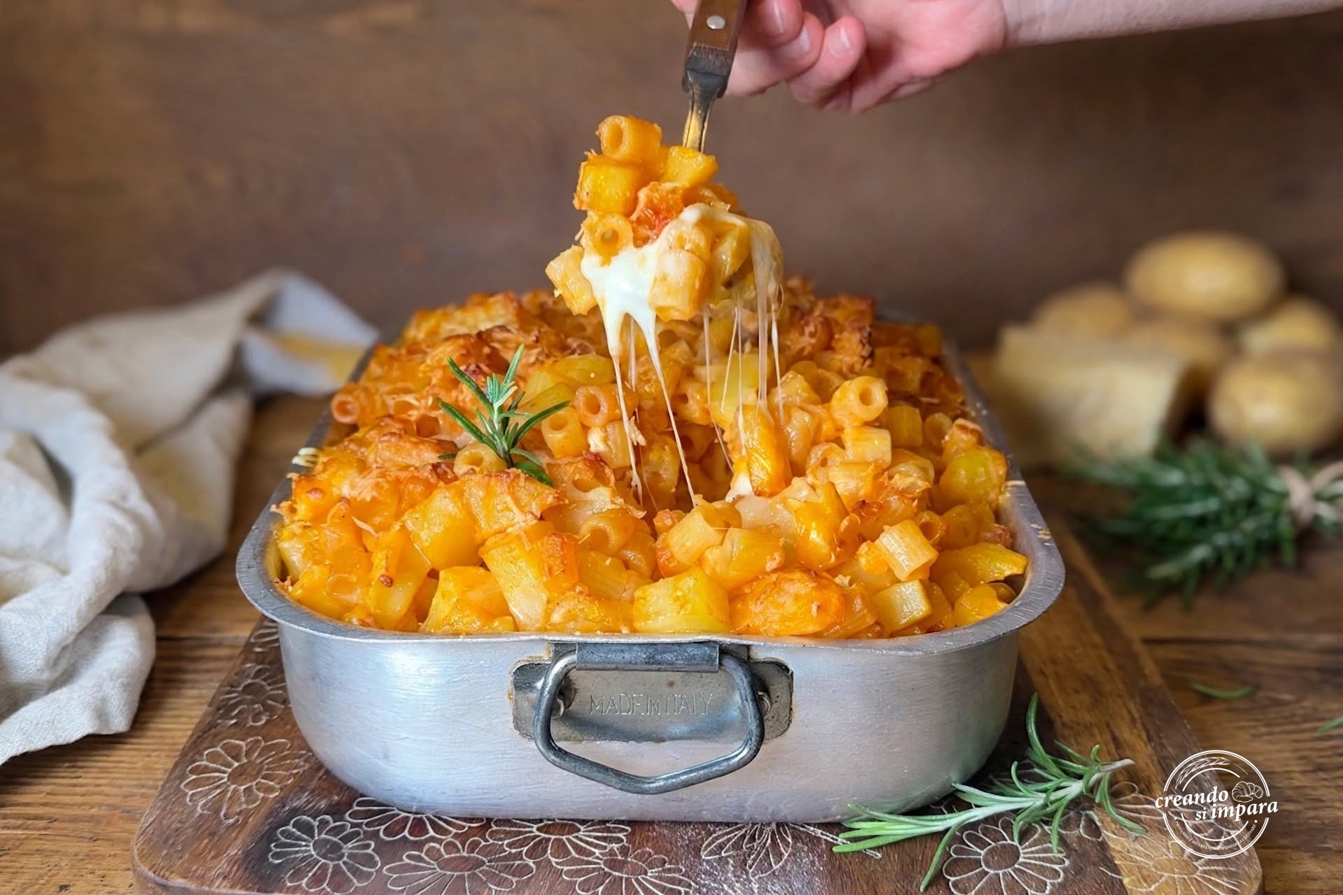 Pasta e patate al forno
