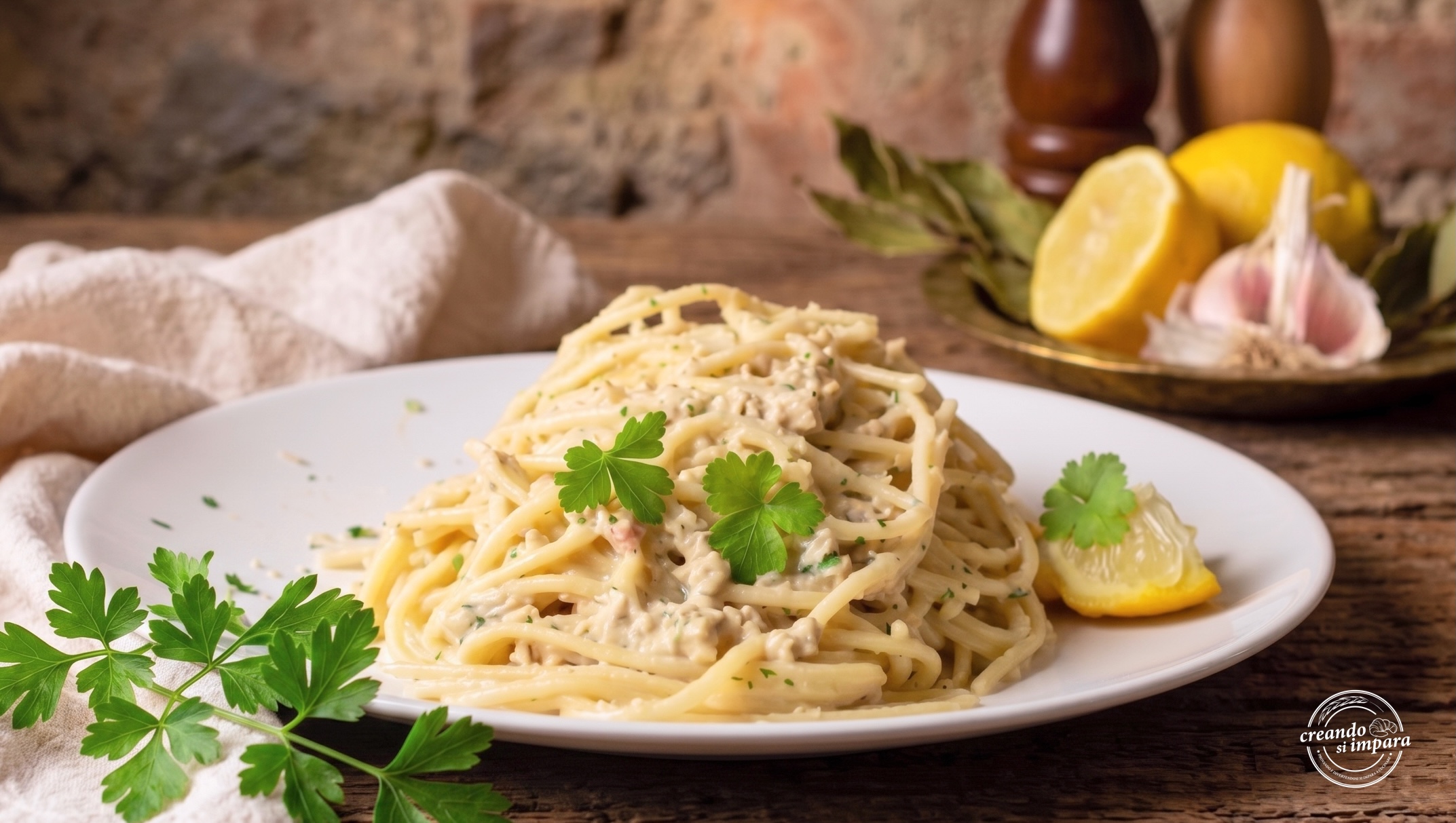 spaghetti al tonno veg e limone