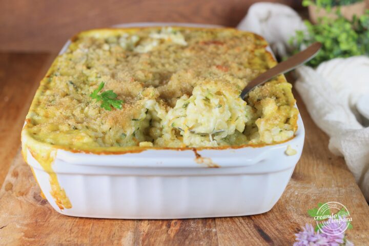 Riso al forno con zucchine e fontina 