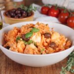insalata di riso con crema di pomodorini al forno