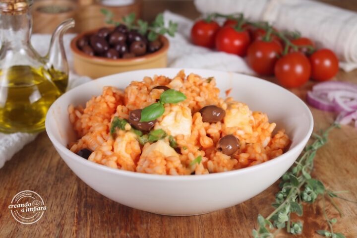 insalata di riso con crema di pomodorini al forno