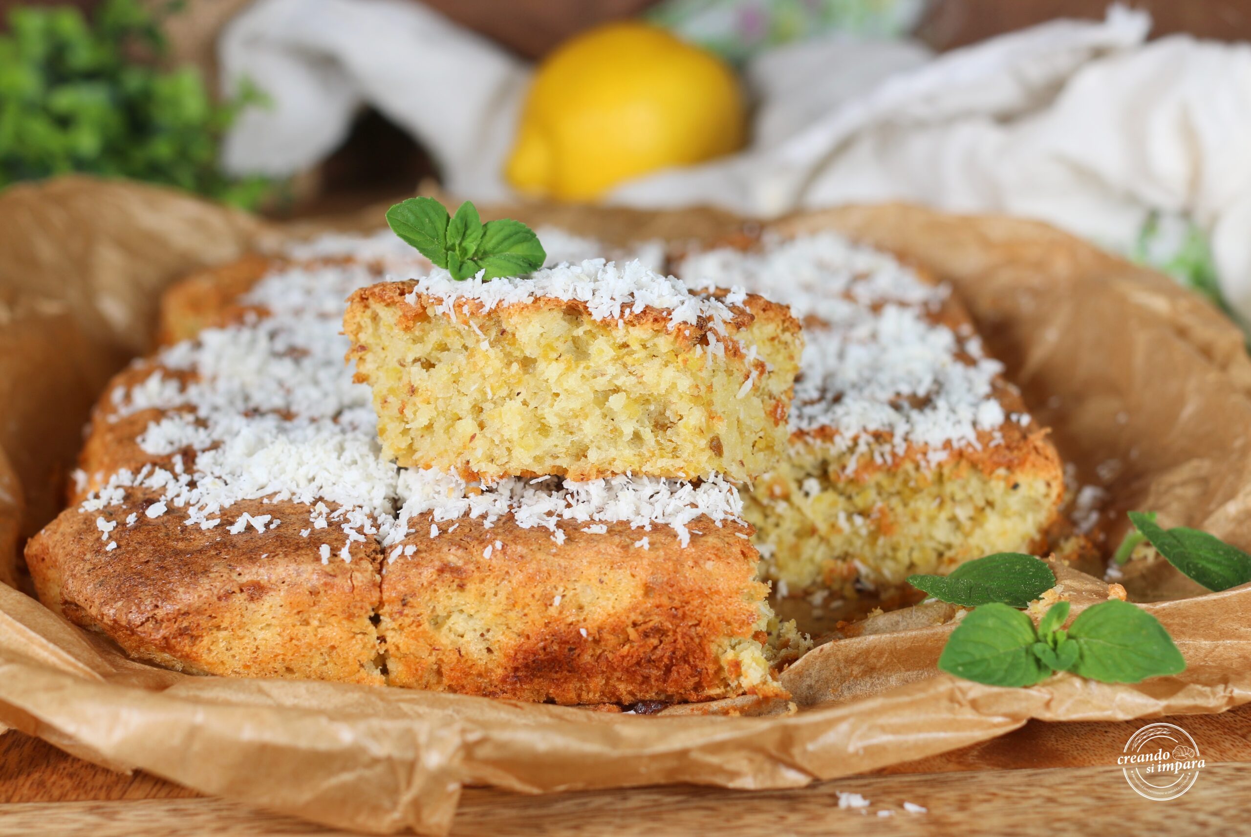 torta cocco e pistacchio al limone