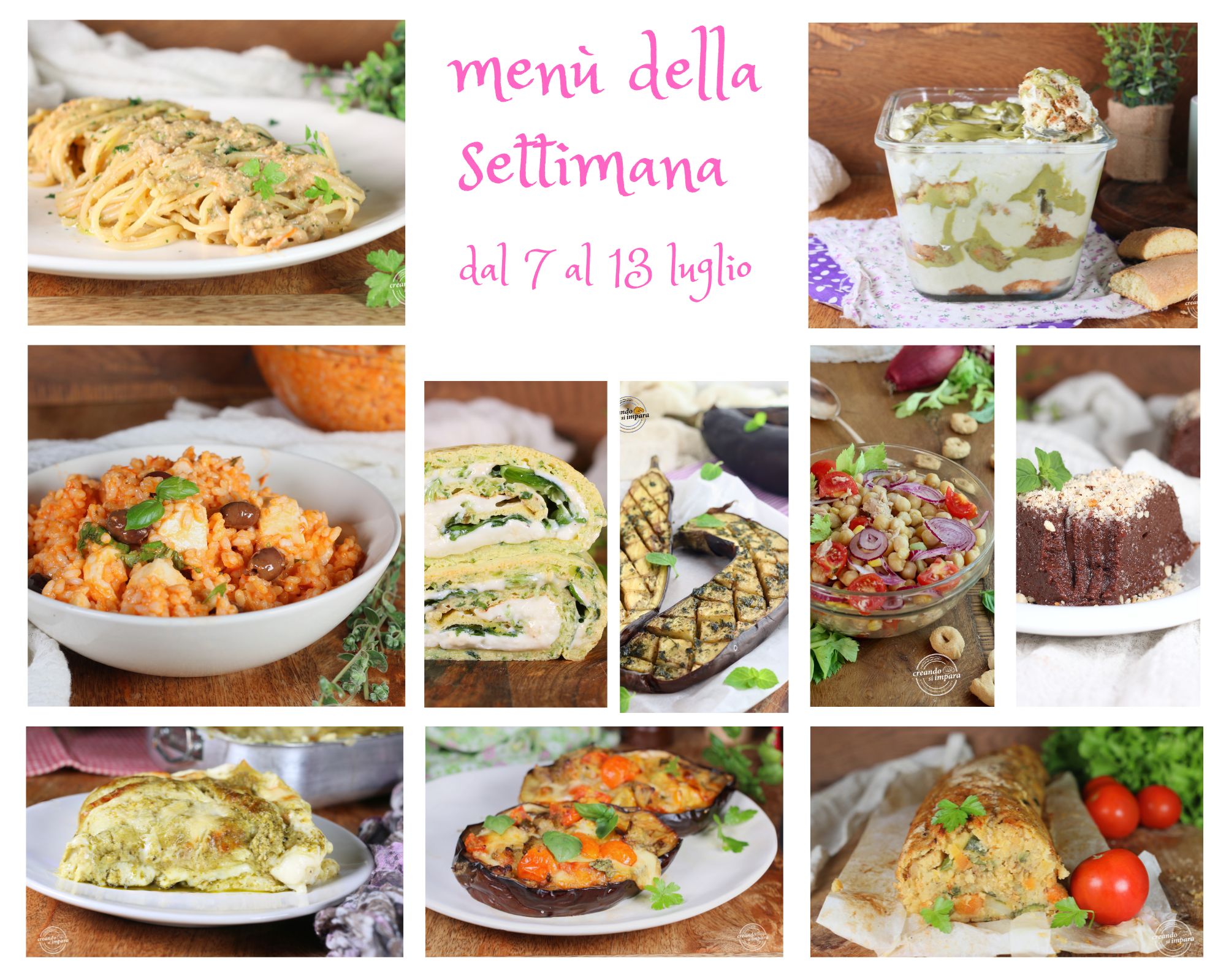 Menù settimanale dal 7 al 13 luglio