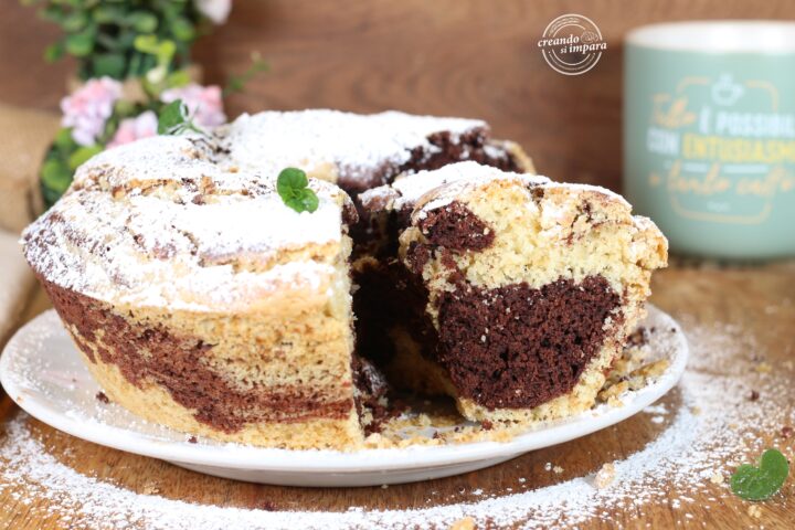 Ciambella bicolore senza latte burro e uova