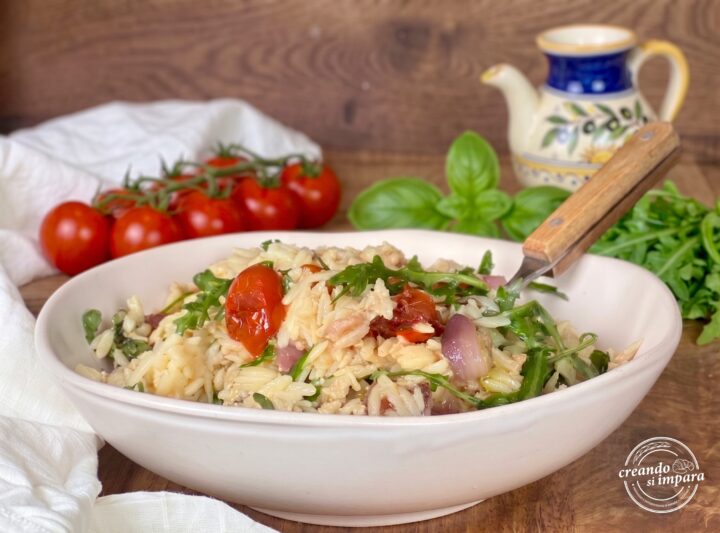Insalata di risoni con pomodorini confit