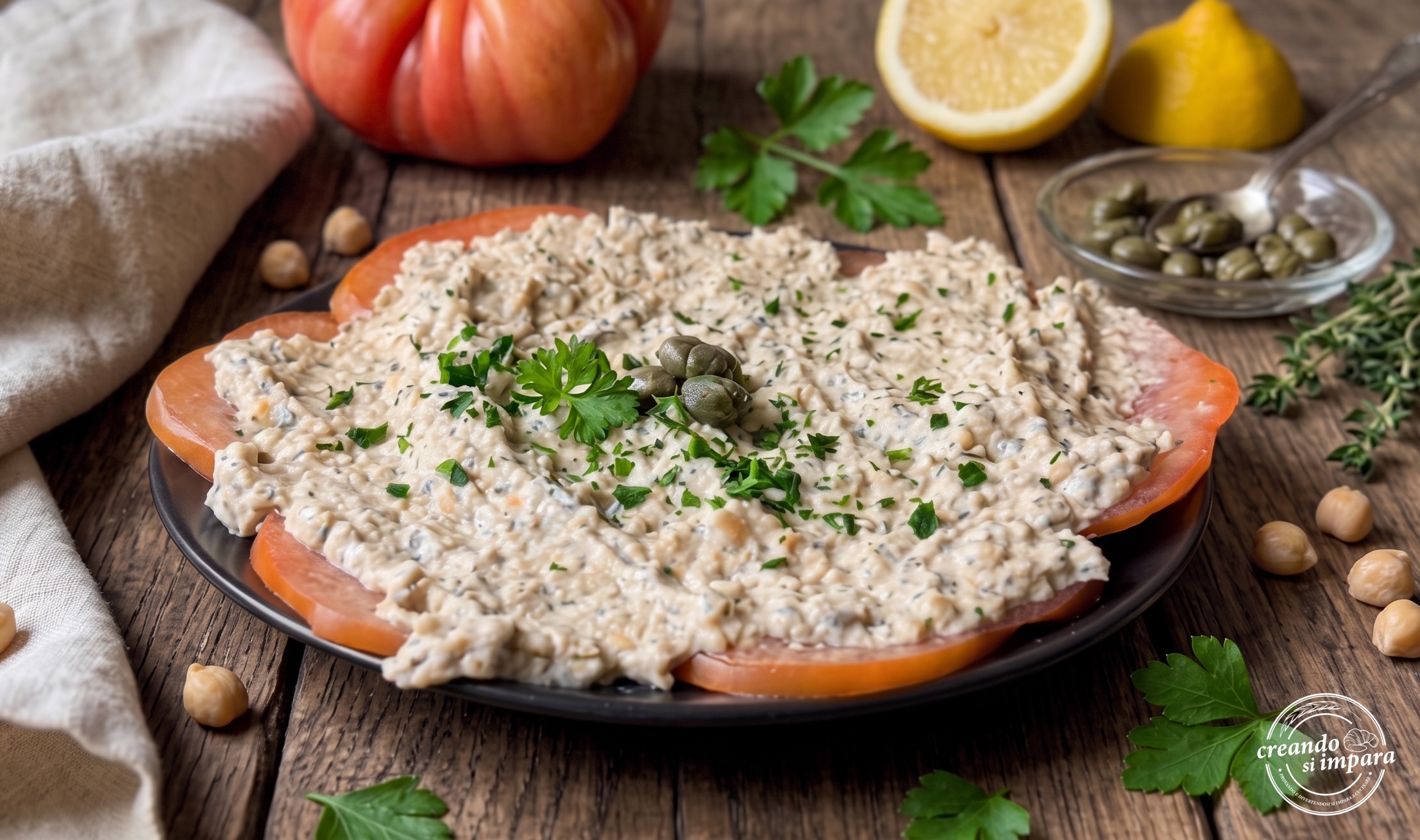 Carpaccio di pomodori con finto tonno