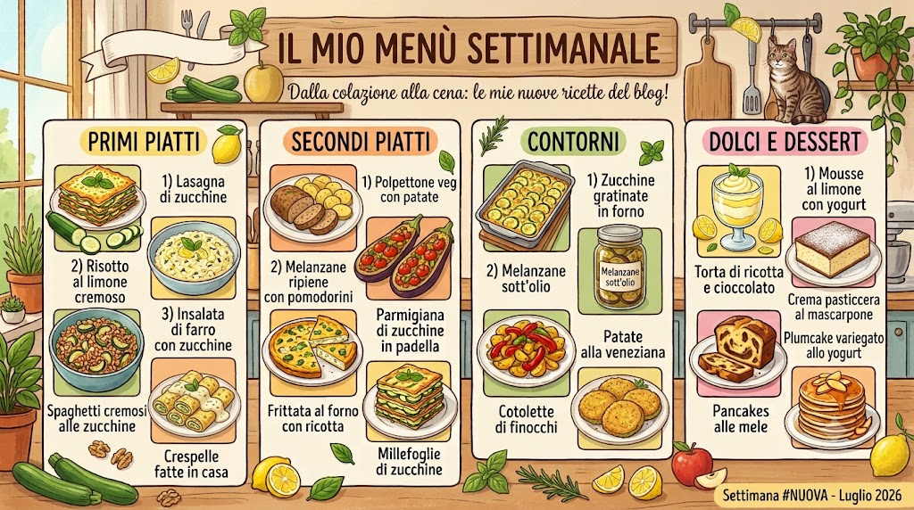 Menù dal 6 al 12 luglio