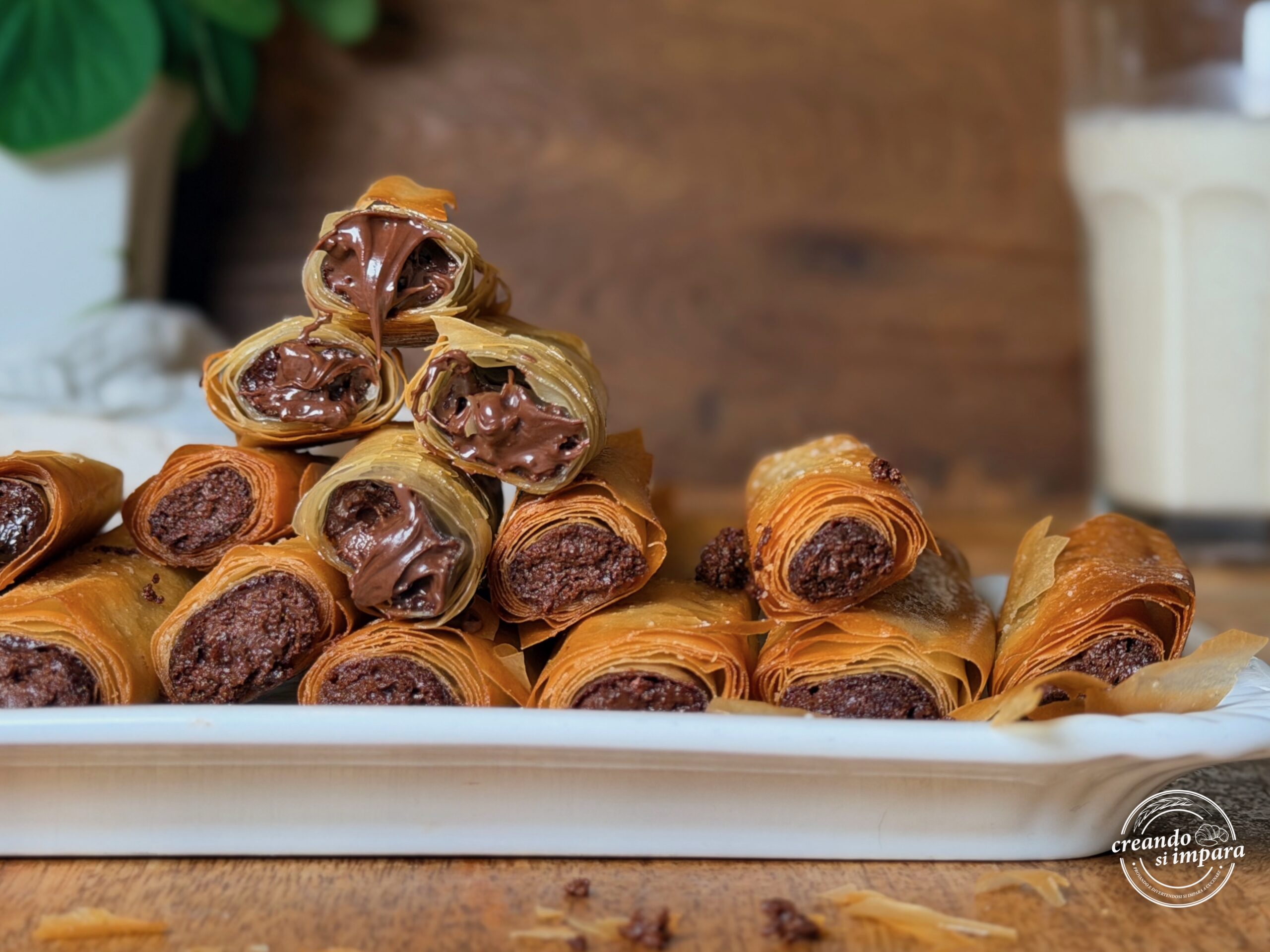 cannoli di pasta fillo con crema alle nocciole