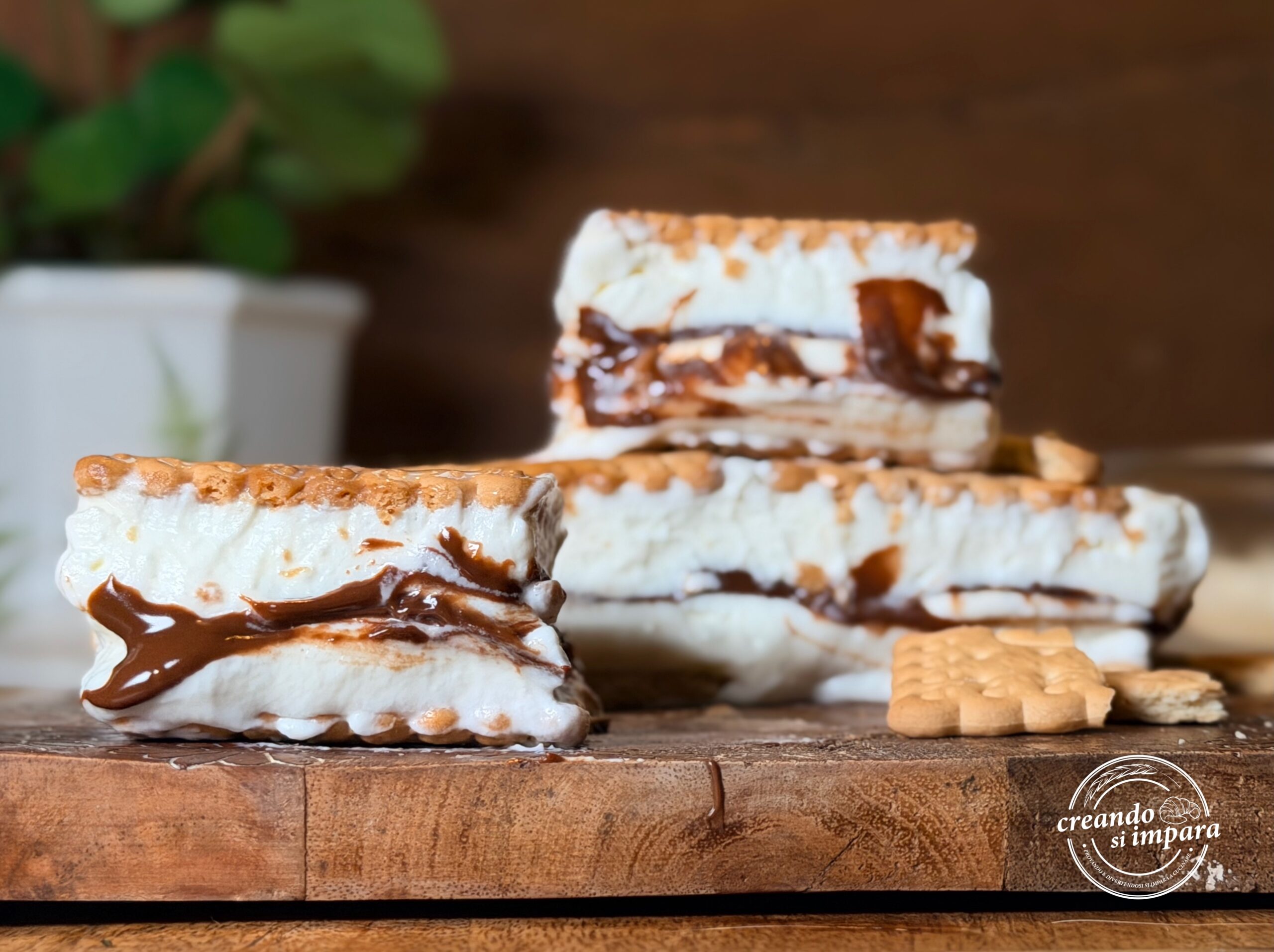 biscotti farciti con panna e nutella