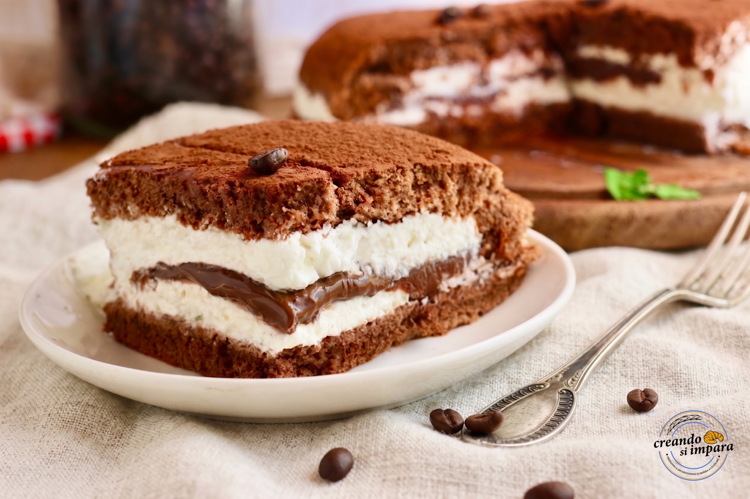 Torta farcita con panna e nutella