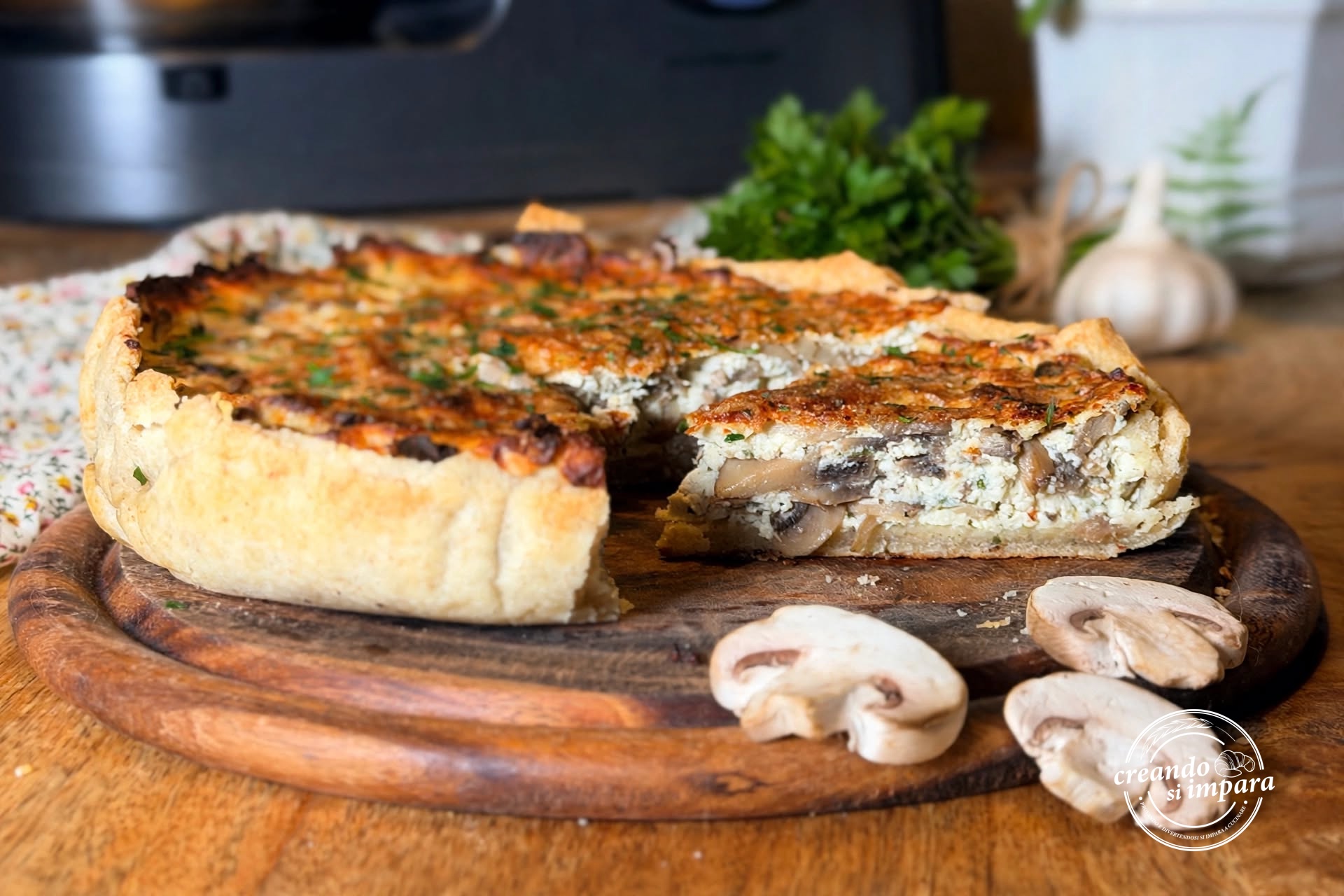 Torta salata ai funghi e ricotta