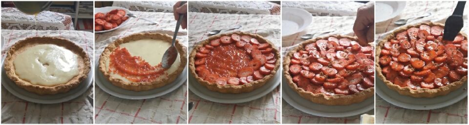 preparazione crostata frangiante con fragole
