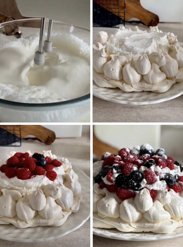 preparazione meringa per ghirlanda pavlova di natale
