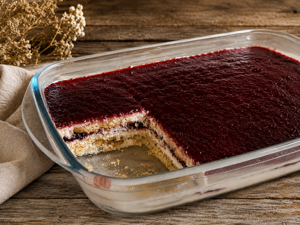 torta fredda con crema di mascarpone e ciliegie