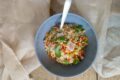 FREGULA CON VERDURE E PESCE SPADA