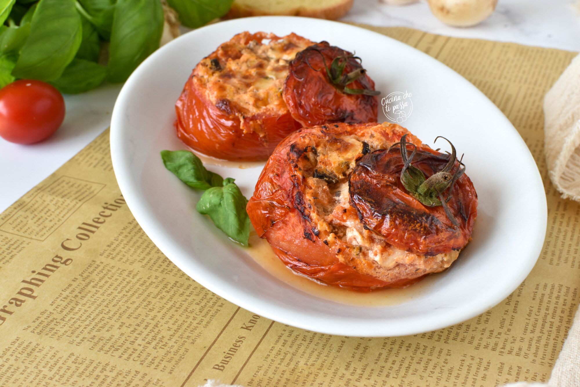 Pomodori ripieni funghi e ricotta