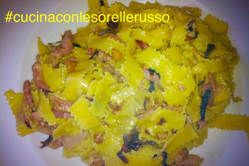 Pasta alla Riccione: radicchio, gorgonzola, speck e noci