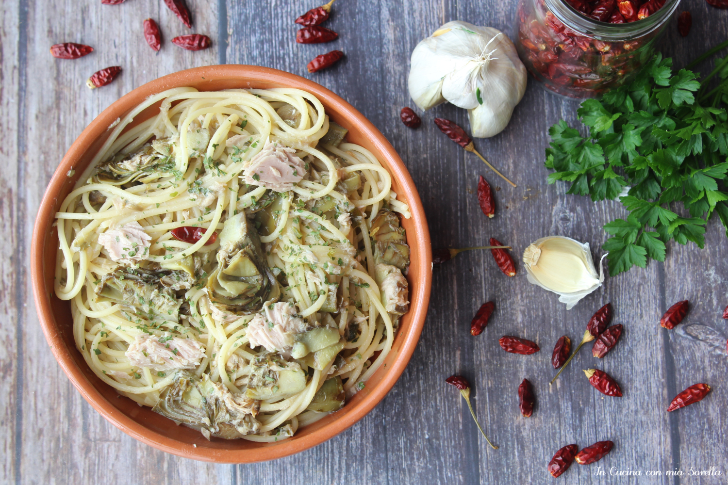 Spaghetti tonno e carciofi