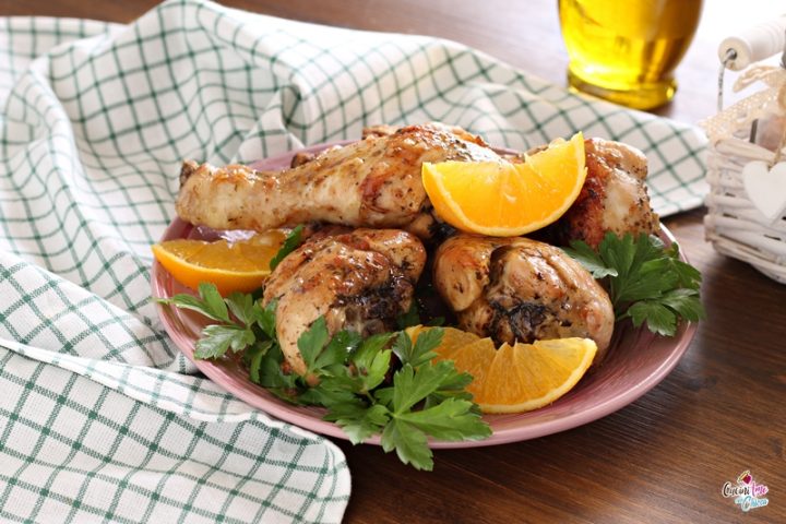 Cosce di pollo all'arancia e paprika
