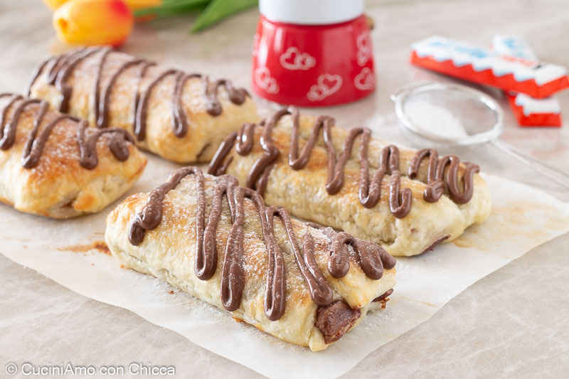 Pasta sfoglia con barrette kinder