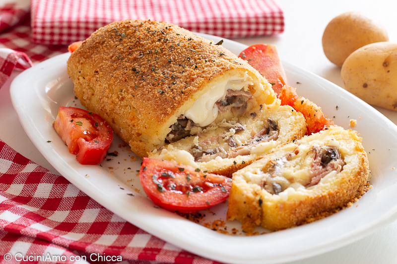 Polpettone di patate con funghi