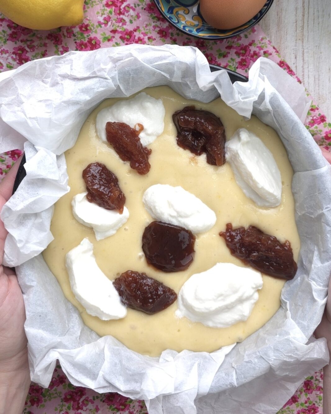aggiungete la ricotta e la marmellata