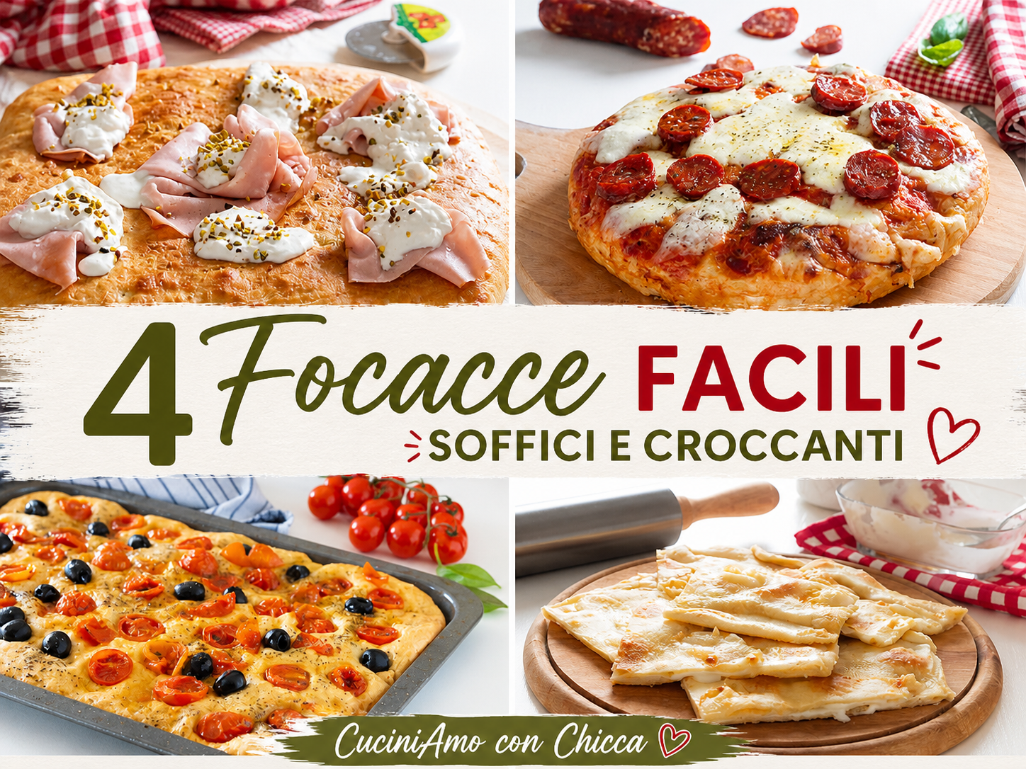 4 Focacce facili soffici e croccanti
