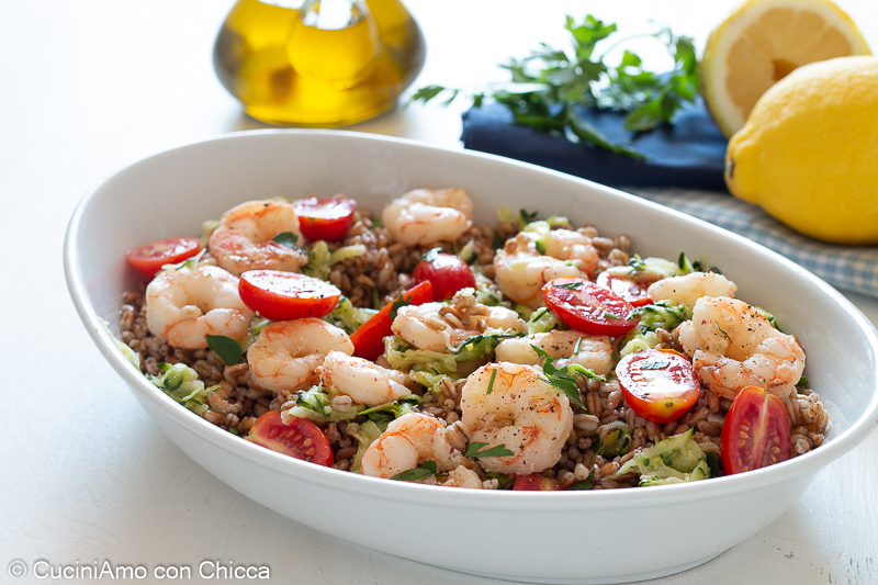 Farro con zucchine gamberi