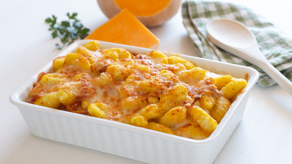 Gnocchi con crema di zucca gratinati