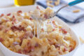 Pasta gratinata con pancetta e mozzarella