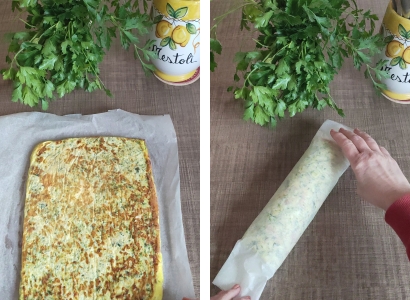 rotolo di frittata di zucchine cotto