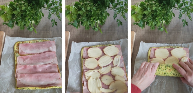 farcitura del rotolo di frittata di zucchine