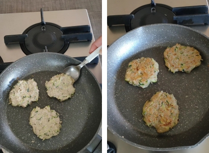 cottura delle frittelle avena e zucchine senza uova