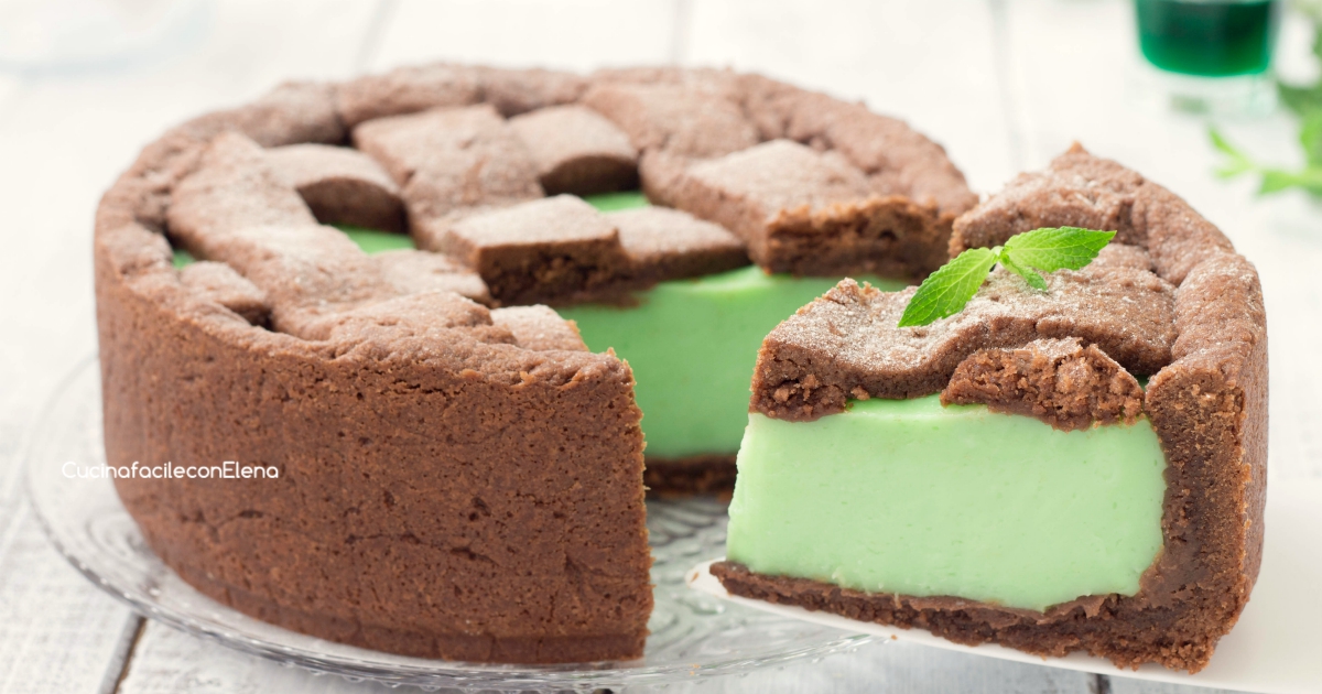 Crostata con crema alla menta profumatissima al cioccolato