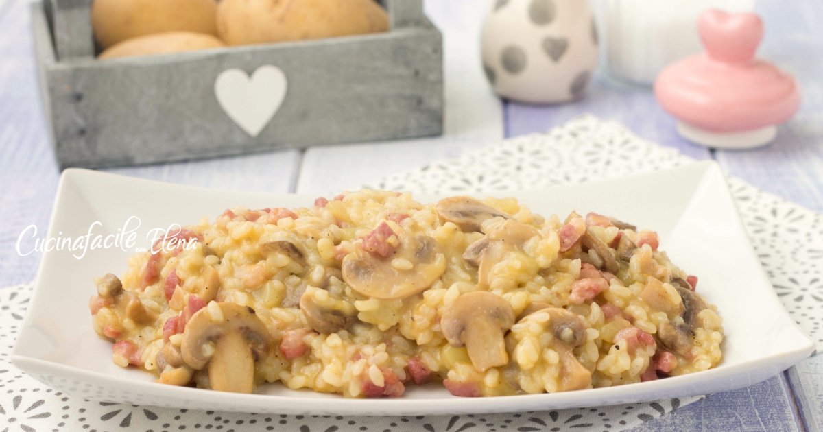 Risotto patate e funghi cremoso senza burro facilissimo veloce e gustoso