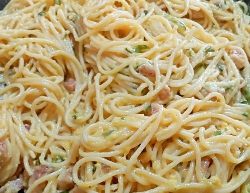 Spaghetti con zucchine e pancetta